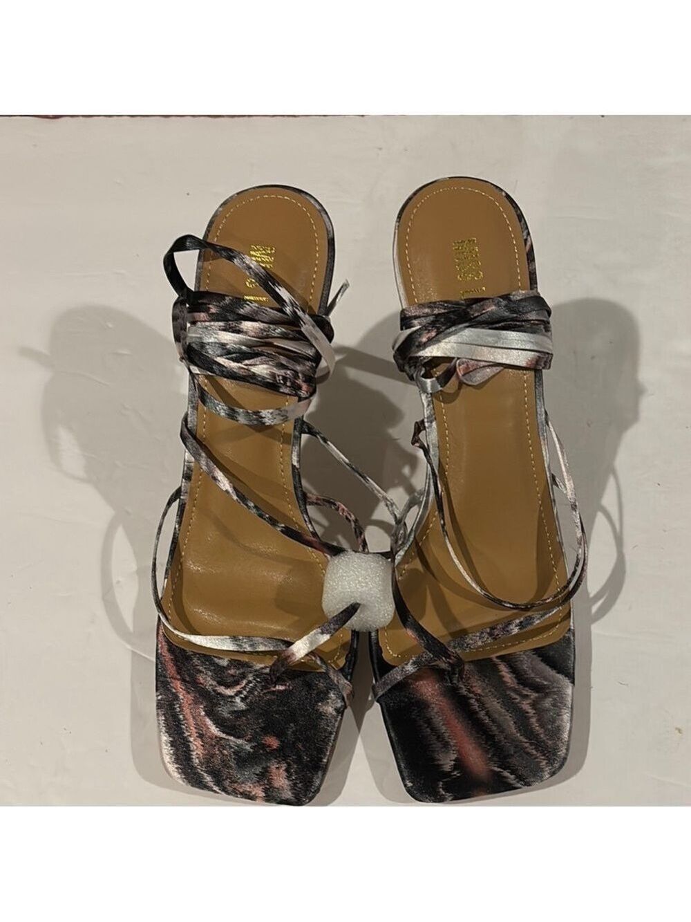 Miss Lola Black, Pink and Gray Strappy Sandals - Size 10